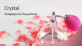  Presentation with flower and perfume - Audience pleasing theme consisting of decent floral - bottle of perfume and flowers backdrop and a  colored foreground
