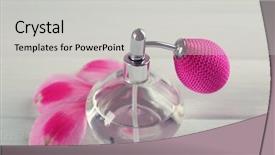 Presentation with perfume - Amazing presentation design having decent floral - bottle of perfume and flowers backdrop and a  colored foreground