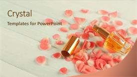  Presentation with perfume - PPT theme having decent floral - bottle of perfume and flowers background and a soft green colored foreground