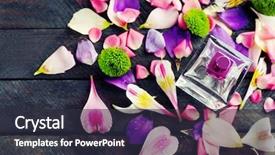  Presentation with flower and perfume - Colorful presentation theme enhanced with decent floral - bottle of perfume and flowers backdrop and a  colored foreground