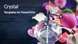  Presentation with perfume - Colorful presentation design enhanced with decent floral - bottle of perfume and flowers backdrop and a wine colored foreground