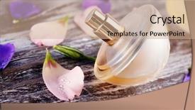  Presentation with perfume - Amazing presentation having decent floral - bottle of perfume and flowers backdrop and a coral colored foreground