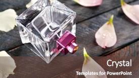  Presentation with perfume - Slides enhanced with decent floral - bottle of perfume and rose background and a  colored foreground