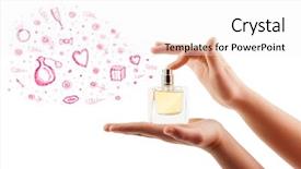  Presentation with colored - Theme enhanced with man kissing his girlfriend's hand before dinner background and a wine colored foreground