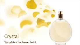  Presentation with rose petal corner frame - Theme consisting of decent floral - perfume bottle spraying colorful rose background and a  colored foreground