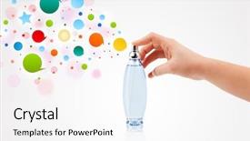  Presentation with colorful hands - Colorful theme enhanced with decent floral - woman hands spraying colorful bubbles backdrop and a white colored foreground