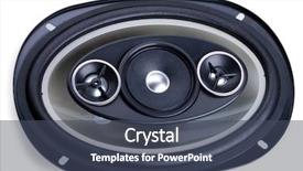  Presentation with audio speaker - Amazing presentation theme having decibels - auto audio system loud speaker backdrop and a ocean colored foreground