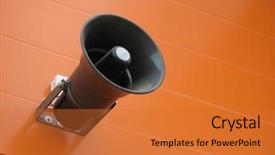  Presentation with black and darg orang preson - Presentation design having decibels - black loudspeaker and orange wall background and a red colored foreground