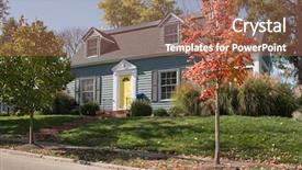  Presentation with wedding blue and yellow - Slide deck enhanced with deciduous - blue house on hill background and a coral colored foreground