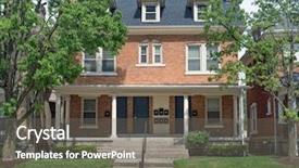  Presentation with building a house - Presentation with deciduous - large brick multiple family building background and a gray colored foreground