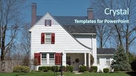  Presentation with white house roof - Amazing presentation theme having deciduous - white shake house with peaked backdrop and a ocean colored foreground