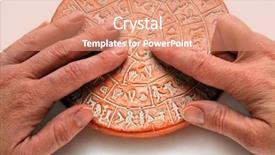 Presentation with culture - Amazing PPT theme having decipher - ancient disc of minoan culture backdrop and a coral colored foreground
