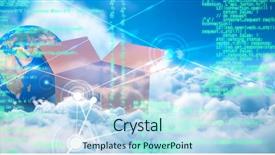  Presentation with blue sky - Slide set consisting of decipher - blue programme against tranquil scene background and a sky blue colored foreground