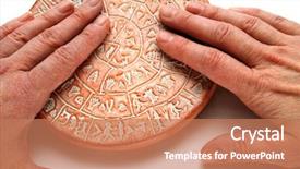  Presentation with ancient india culture - Presentation design with decipher - woman s hands holding ancient background and a coral colored foreground