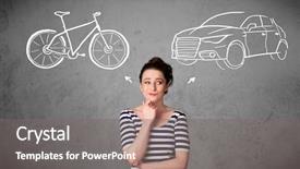  Presentation with decision - Presentation enhanced with decision between bicycle and car background and a gray colored foreground