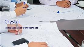  Presentation with decision - Slide set with decision maker - business activities background and a sky blue colored foreground