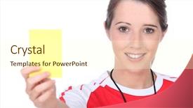  Presentation with referee - Audience pleasing PPT theme consisting of decision maker - referee holding up a yellow backdrop and a cream colored foreground