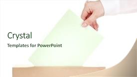  Presentation with voting - Theme consisting of caste system - hand with voting ballot background and a cream colored foreground