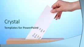  Presentation with voting - Cool new slide set with caste system - hand with voting ballot backdrop and a cool aqua colored foreground