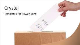  Presentation with voting - Cool new slide set with caste system - hand with voting ballot backdrop and a white colored foreground