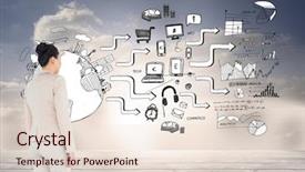  Presentation with decision - Slide set consisting of decision tree - composite image of asian businesswoman background and a lemonade colored foreground