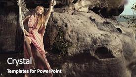  Presentation with decision - Slide deck enhanced with decision tree - fashionable woman in mountain background and a wine colored foreground