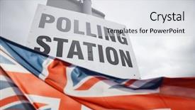  Presentation with union jack flag - Beautiful presentation featuring decision tree - polling station sign and union backdrop and a light gray colored foreground