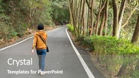  Presentation with decision - Presentation design featuring decision tree - rear view of asian woman background and a gray colored foreground