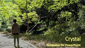  Presentation with hiking - Slide set consisting of decision tree - traveling asian woman hiking background and a tawny brown colored foreground