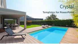  Presentation with house - Beautiful slides featuring deck - modern house with pool loungers backdrop and a sky blue colored foreground