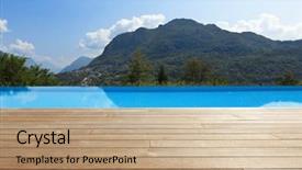  Presentation with jumping into a pool - Slides having deck - residence with swimming pool background and a coral colored foreground