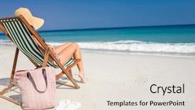  Presentation with relaxing - Colorful presentation design enhanced with deck chair at the beach backdrop and a lemonade colored foreground