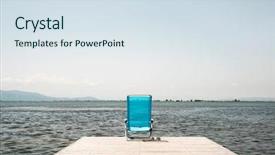  Presentation with blue water - Amazing slide deck having deck chair at the end backdrop and a sky blue colored foreground