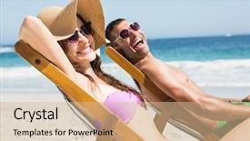  Presentation with deck of card - PPT theme consisting of deck chair on the beach background and a coral colored foreground