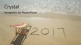  Presentation with sand - Amazing slide set having deck chair with 2017 written backdrop and a  colored foreground