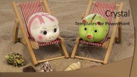 Presentation with piggy bank broken piggybank - Presentation consisting of deck chair with piggy bank background and a coral colored foreground
