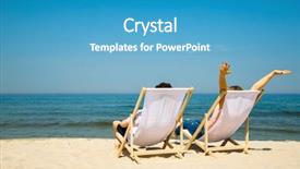  Presentation with relaxing - Amazing PPT theme having deck free - woman and man relaxing backdrop and a teal colored foreground