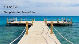  Presentation with bridge over troubled waters - PPT layouts consisting of deck ocean - pier over waters background and a light blue colored foreground