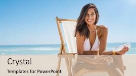  Presentation with sun flare in deep space - Slide set consisting of deckchair and applying sun background and a soft green colored foreground