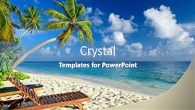  Presentation with tropical - Cool new PPT theme with deckchair-on-a-beautiful-untouched backdrop and a  colored foreground