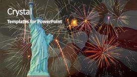  Presentation with fireworks - PPT theme with declaration independence - colorful fireworks on black sky background and a tawny brown colored foreground