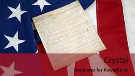  Presentation with declaration independence - Cool new slide deck with declaration independence - constitution on american flag horizontal backdrop and a crimson colored foreground