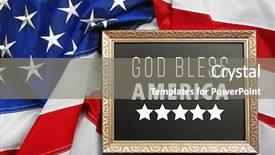 Presentation with america flag - PPT theme featuring declaration independence - frame with text god bless background and a gray colored foreground