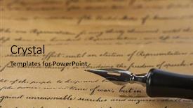  Presentation with declaration independence - Presentation theme enhanced with declaration independence - vintage pen on a handwritten background and a coral colored foreground