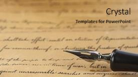  Presentation with declaration independence - Beautiful presentation theme featuring declaration independence - vintage pen on a handwritten backdrop and a yellow colored foreground