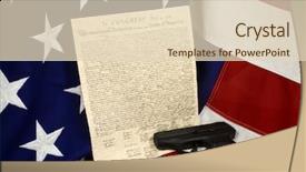  Presentation with declaration independence - Amazing PPT theme having declaration of independence with hand backdrop and a lemonade colored foreground