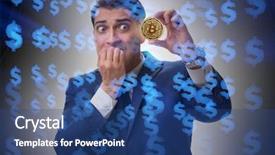  Presentation with crash - Colorful PPT layouts enhanced with decline - businessman sad about bitcoin price backdrop and a ocean colored foreground
