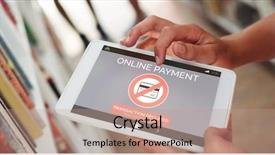  Presentation with online payment - Colorful slide deck enhanced with decline - online payment text on phone backdrop and a coral colored foreground