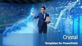  Presentation with declining - Theme enhanced with declining profit - businessman in stock exchange trading background and a teal colored foreground