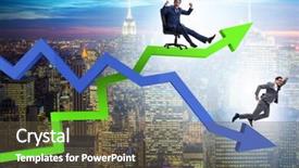  Presentation with growth - Colorful PPT theme enhanced with declining profit - growth and decline concept backdrop and a  colored foreground